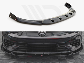 Maxton Design Gloss Black Front Splitter (+Flaps) V.2 VW Golf R Mk8 (2020-)