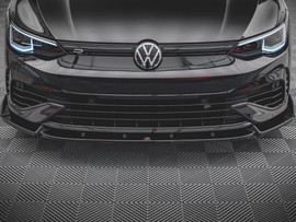 Maxton Design Gloss Black Front Splitter (+Flaps) V.2 VW Golf R Mk8 (2020-)