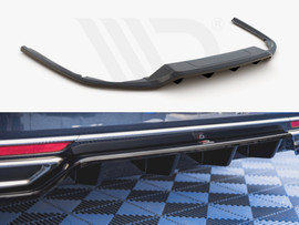 Maxton Design Gloss Black Central Rear Splitter (W/ Vertical Bars) VW Passat B8 (2014-2019)