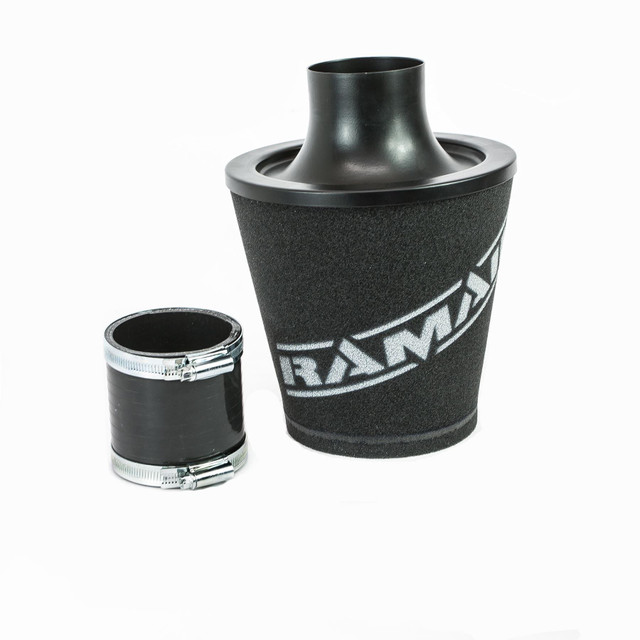 Ramair JS-175-80-BK-KIT 80mm OD Neck Medium Black Aluminium Base Cone Filter With Silicone Coupler