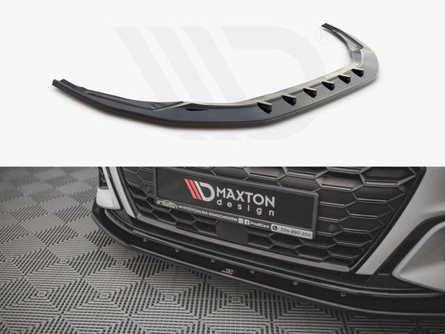 Maxton Design Gloss Black Front Splitter V.1 Audi S3 / A3 S-Line 8Y (2020-)