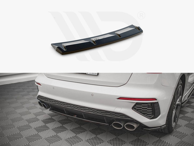 Maxton Design Gloss Black Central Rear Splitter For Audi S3 8Y (2020-)