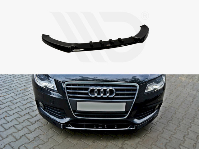 Maxton Design Gloss Black Front Splitter V.1 Audi A4 B8 (Preface) (2007-2011)