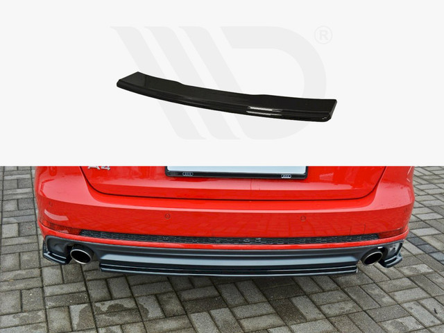 Maxton Design Gloss Black Central Rear Splitter Audi A4 B9 S-Line Avant (2015 - Up)