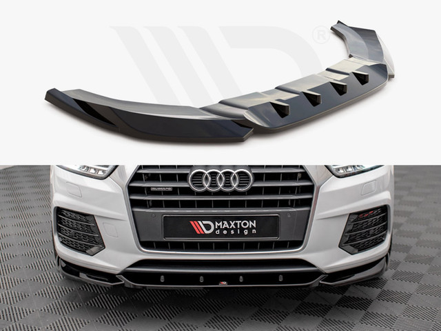 Maxton Design Gloss Black Front Splitter V.1 Audi Q3 S-Line 8U Facelift (2014-2018)