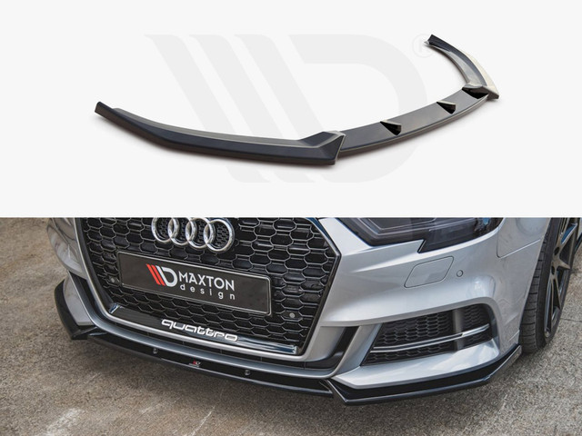 Maxton Design Gloss Black Front Splitter V.3 Audi S3 / A3 S-Line 8V Facelift Sedan (2016-2020)