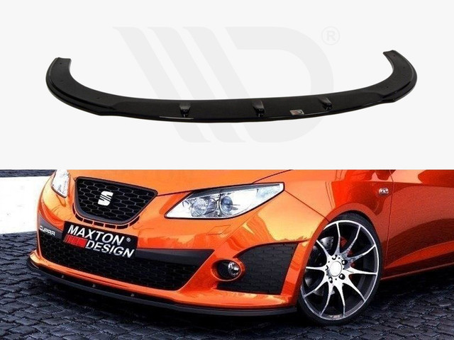 Maxton Design Gloss Black Front Splitter Seat Ibiza 4 Cupra(6J) Preface Model