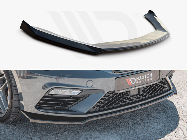 Maxton Design Gloss Black Front Splitter V7 Seat Leon Cupra/ Fr Mk3 Facelift (2017-2019)