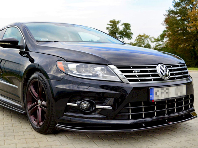Maxton Design Gloss Black Front Splitter Volkswagen Cc R-Line (2012-2017)