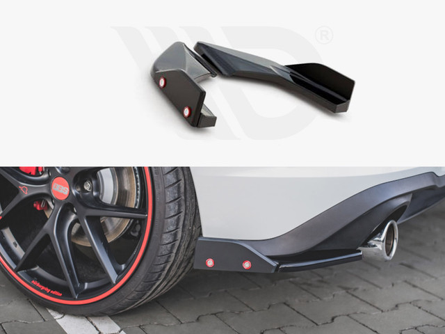 Maxton Design Gloss Black Rear Side Splitters (+Flaps) V2 VW Golf 8 GTI (2020-)