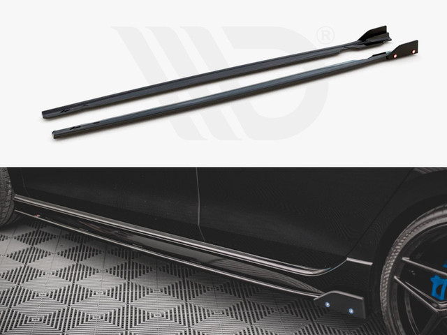 Maxton Design Gloss Black Side Skirts Diffusers (+Flaps) V.2 VW Golf R Mk8 (2020-)