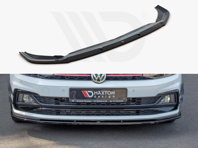 Maxton Design Gloss Black Front Splitter V.1 VW Polo Mk6 GTI (2017-2021)