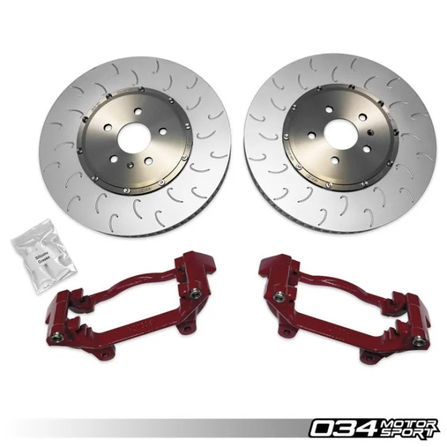 034 Motorsport - 2-Piece Floating Front Brake Rotor 375mm Upgrade for Mk8 Golf R & Audi 8Y S3 - Red