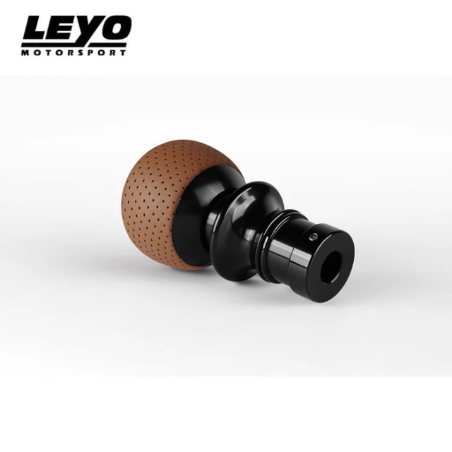 Leyo Motorsport Brown Nappa DSG Shift Knob (Black Anodized)