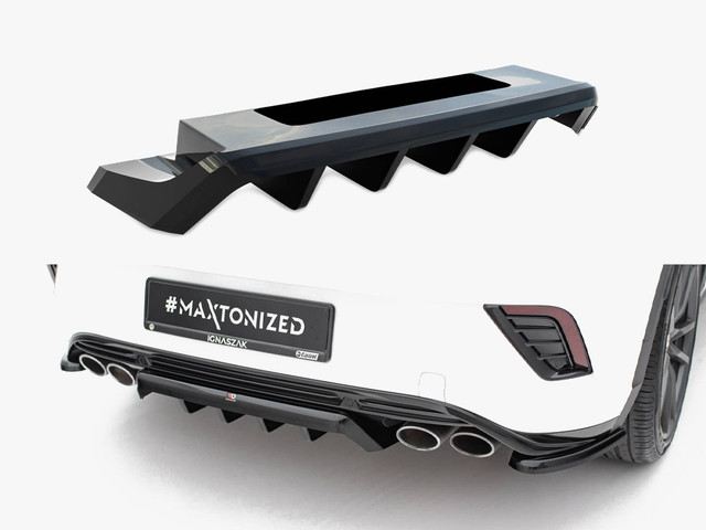 Maxton Design Central Rear Splitter (Vertical Bars) Volkswagen T-Roc R Mk1