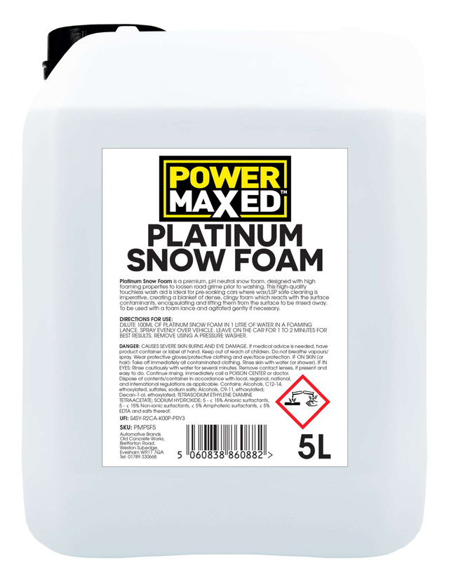 Power Maxed Platinum Snow Foam - 5 Litre