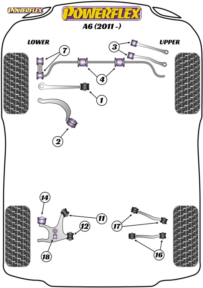 Powerflex Rear Anti Roll Bar Link Bush  - A6 (2011 - ) - PFR3-718