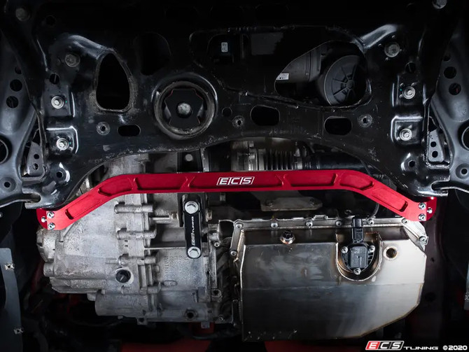 ECS Front Subframe Brace - Red Anodized - MQB 2wd Models w/Steel Subframe