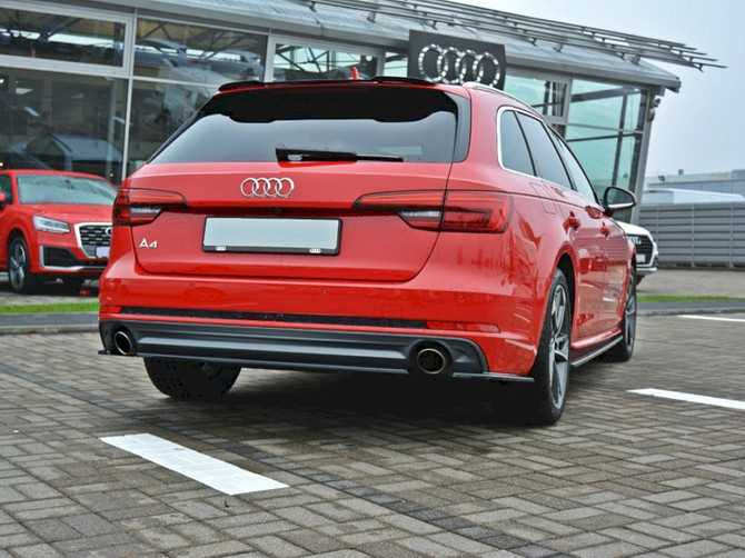 Maxton Design Gloss Black Central Rear Splitter Audi A4 B9 S-Line Avant (2015 - Up)