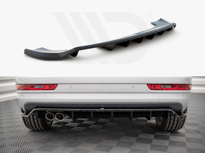 Maxton Design Gloss Black Central Rear Splitter (Vertical Bars) Audi Q3 8U Facelift (2014-2018)