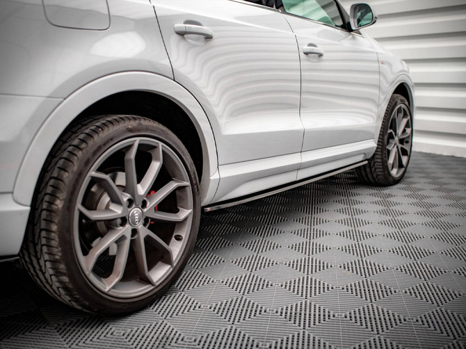 Maxton Design Gloss Black Side Skirts Diffusers Audi Q3 S-Line 8U Facelift (2014-2018)