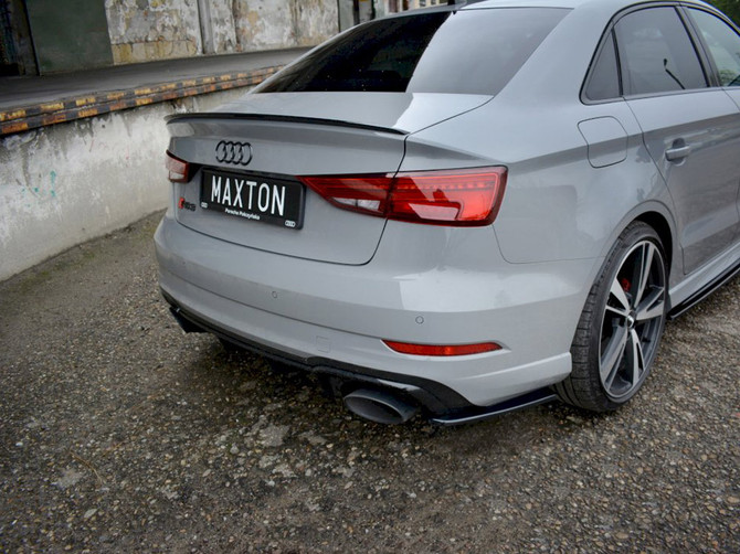 Maxton Design Gloss Black Rear Side Splitters Audi RS3 8V Facelift Sedan (2017-20)