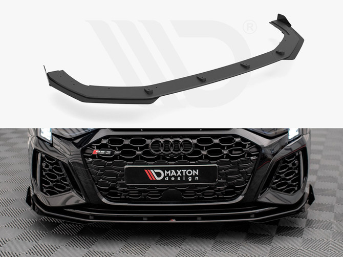 Maxton Design Black + Gloss Flaps Street Pro Front Splitter V.1 (+Flaps) Audi RS3 8Y (2020-)