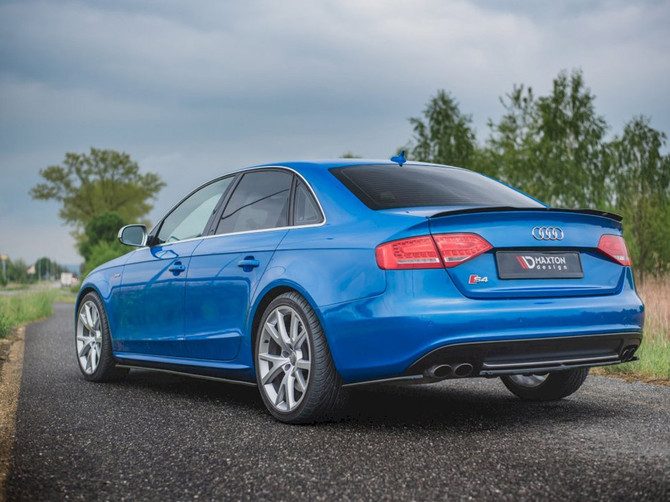 Maxton Design Gloss Black Central Rear Splitter Audi S4/ A4 S-Line B8 Sedan (2008-2011)