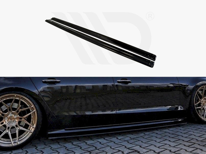 Maxton Design Gloss Black Side Skirts Diffusers Audi S8 D4 Fl (2015-2017)