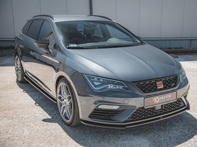 Maxton Design Gloss Black Front Splitter V4 Seat Leon Cupra/ Fr Mk3 Facelift (2017-2019)