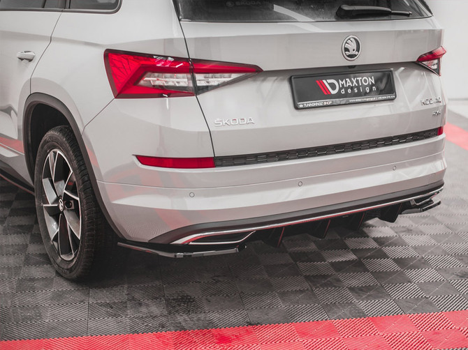 Maxton Design Gloss Black Rear Side Splitters Skoda Kodiaq Sportline (2017-)