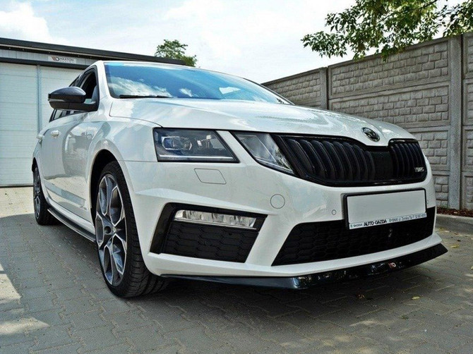 Maxton Design Gloss Black Front Splitter V.2 Skoda Octavia Mk3 VRS (2013-2016)
