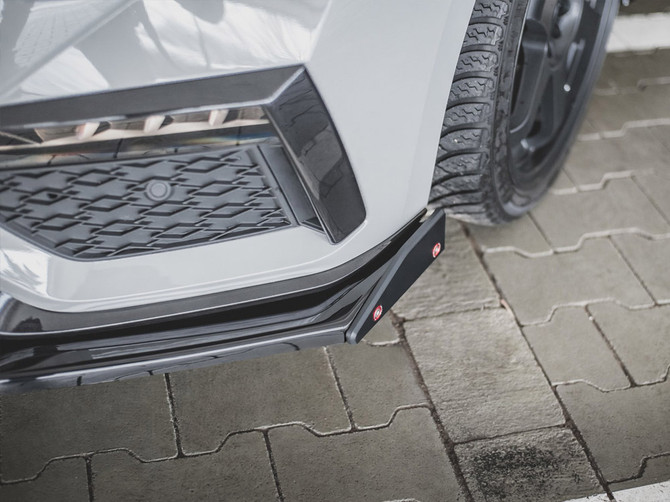 Maxton Design Gloss Black Front Splitter (+Flaps) V2 Skoda Octavia Rs Mk4 (2020-)