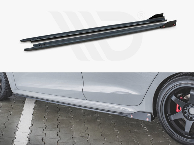 Maxton Design Gloss Black Side Skirts Diffusers (+Flaps) V2 Skoda Octavia Rs Mk4 (2020-)