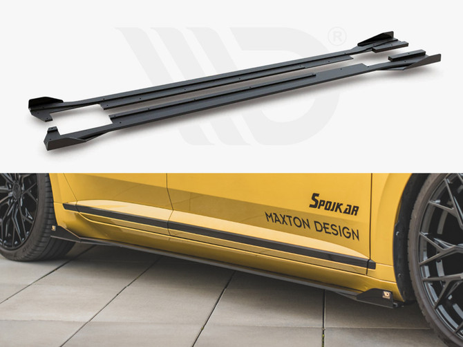 Maxton Design Black + Gloss Flaps Maxton Racing Side Skirts Diffusers (+Flaps) VW Arteon R-Line (2017-)