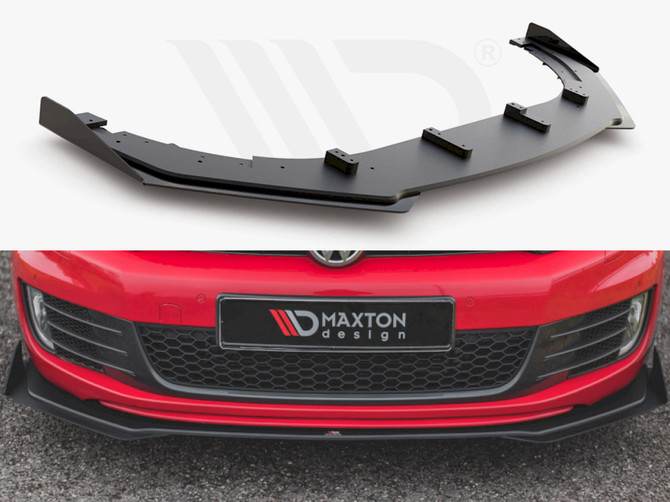 Maxton Design Black + Gloss Flaps Racing Durability Front Splitter V3 (+Flaps) VW Golf GTI Mk6 (2008-2012)