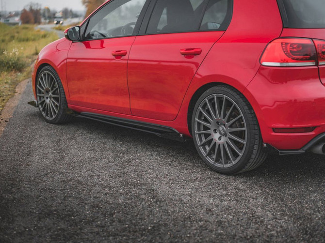 Maxton Design Black + Gloss Flaps Racing Durability Side Skirts Diffusers (+Flaps) VW Golf GTI Mk6 (2008-2012)
