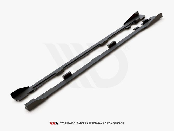 Maxton Design Black + Gloss Flaps Racing Durability Side Skirts Diffusers (+Flaps) VW Golf GTI Mk6 (2008-2012)