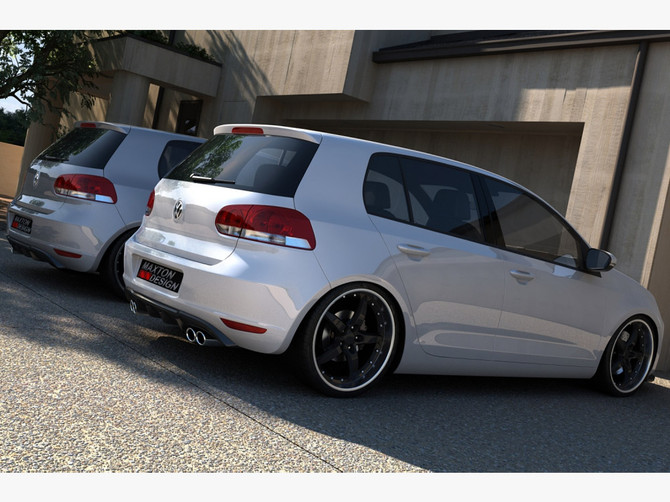 Maxton Design Gloss Black Rear Valance VW Golf Vi With 2 Exhaust Hole