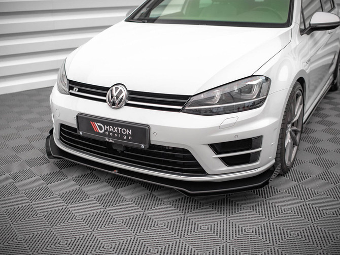 Maxton Design Black + Gloss Flaps Street Pro Front Splitter V.1 (+Flaps) VW Golf R Mk7 (2013-2016)