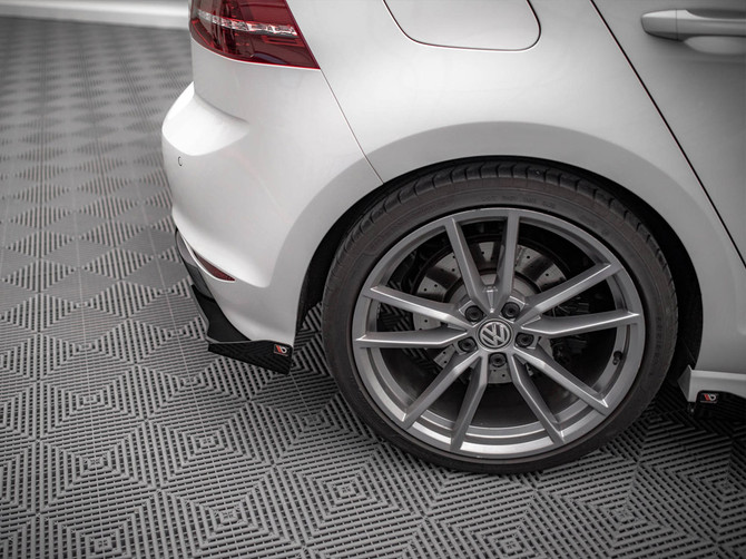 Maxton Design Black + Gloss Flaps Street Pro Rear Side Splitters (+Flaps) VW Golf R Mk7 (2013-2016)