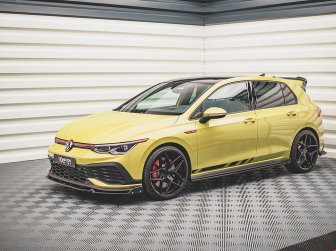 Maxton Design Gloss Black Side Skirts Diffusers (+Flaps) V2 VW Golf 8 GTI / GTI Clubsport / R-Line (2020-)