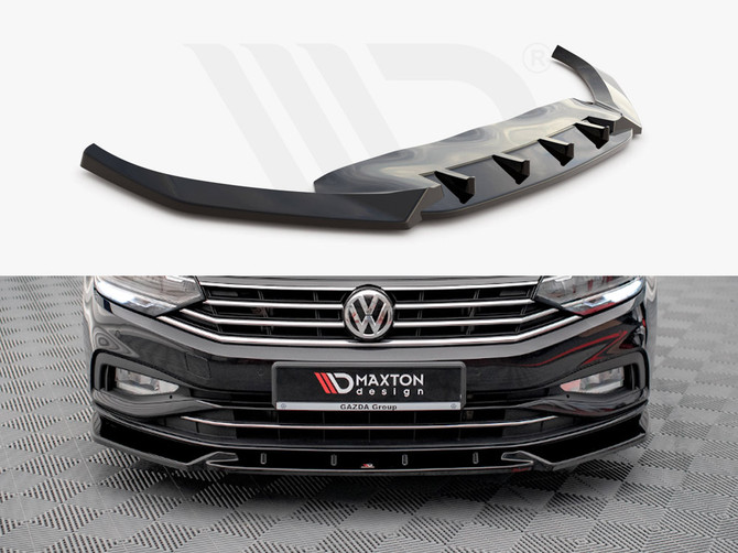 Maxton Design Gloss Black Front Splitter V.2 VW Passat B8 Facelift (2019-)