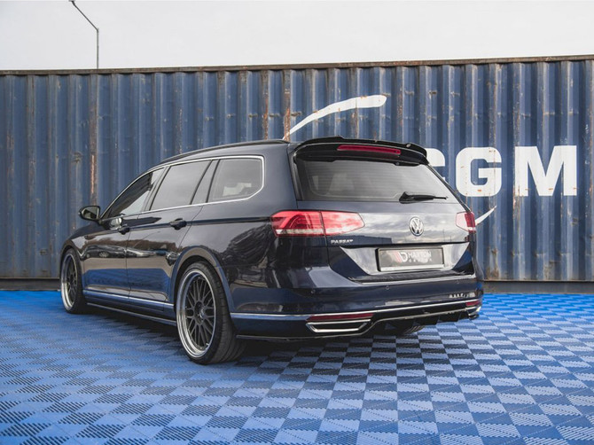 Maxton Design Gloss Black Central Rear Splitter (W/ Vertical Bars) VW Passat B8 (2014-2019)