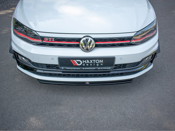 Maxton Design Gloss Black Front Splitter V.4 VW Polo Mk6 GTI (2017-2021)