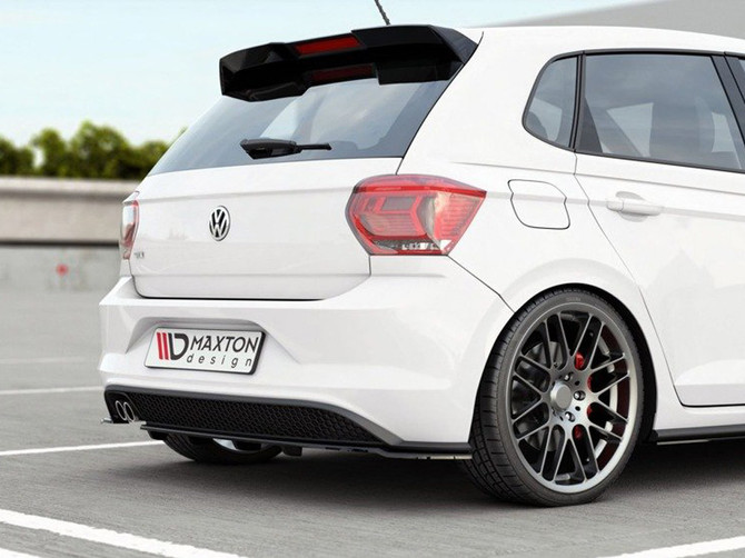 Maxton Design Gloss Black Central Rear Splitter (W/ Vertical Bars) VW Polo Mk6 GTI (2017-2021)