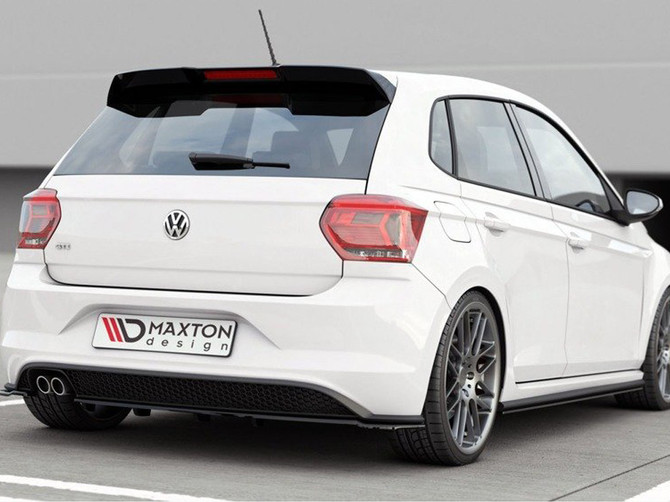 Maxton Design Gloss Black Central Rear Splitter (W/ Vertical Bars) VW Polo Mk6 GTI (2017-2021)