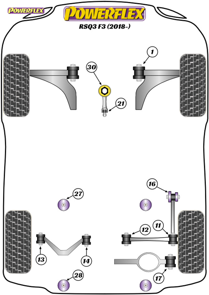 Powerflex Rear Upper Wishbone Outer Bushes Camber Adjustable - RSQ3 F3 - PFR85-513G
