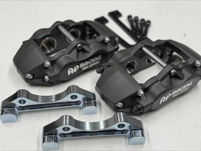 VBT Front Brake Kit 4 Piston AP Racing Pro Sport Calipers with 323x28MM Single Piece Discs (BK0036R) - RACE ONLY - VW Polo GTI 6R / Audi S1 / Golf Mk4 / Audi TT Mk1 / Seat Leon Mk1