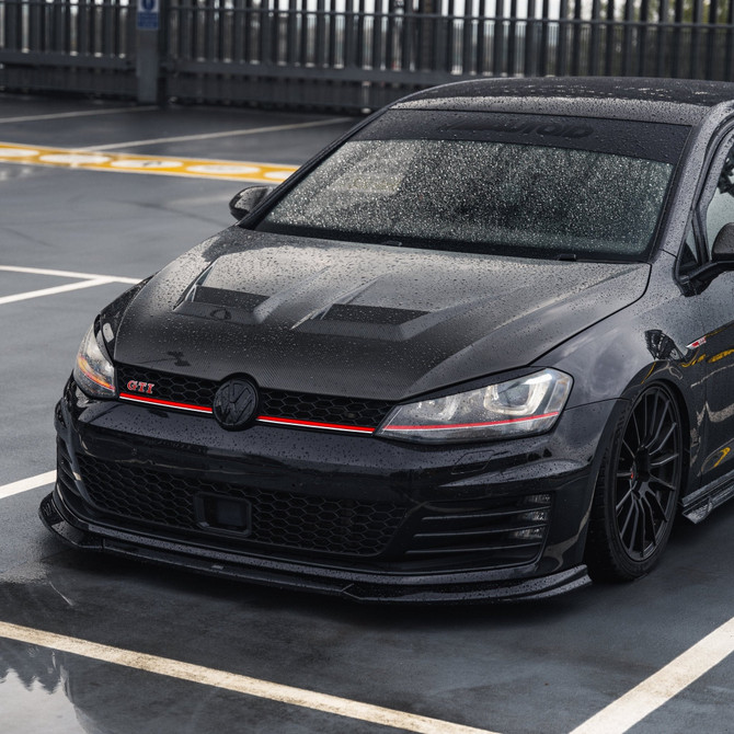 VW Golf GTI & Golf GTD Mk7 EVO-1 Gloss Black Front Splitter by ZAERO (2013-2017)